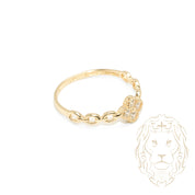 Ring - 10K yellow gold clover with cz stones & link setting - RIG745