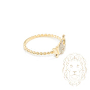 Bague - Or 10K deux tons jaune & blanc papillons pavé de cz - RIG746