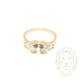 Ring - 10K Yellow Gold three round & trillion cut cz stones - RIG747