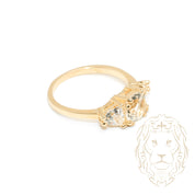 Bague - Or 10K jaune trois pierres cz coupe rond & trillion - RIG747