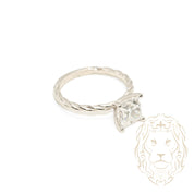 Bague - Or 10K blanc solitaire cz coupe princesse avec monture twist - RIG749