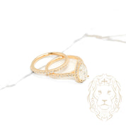 Eve Ring - Gold set (2) halo diamond lab cut pear 1.30CT with setting & diamond pavé wedding ring 0.60CT - RIGL052