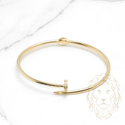 Bracelet jonc - Or 10K jaune clou serti de pierres cz - BRG530