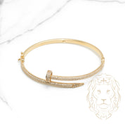 Bracelet jonc - Or 10K jaune clou pavé de pierres cz - BRG531