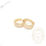 Huggies - 10K yellow gold Greek key motif with cz pavement - BOG678