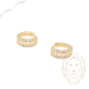 Huggies - 10K yellow gold Greek key motif with cz pavement - BOG678