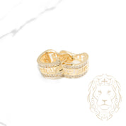 Huggies with latch - 10K yellow gold Greek key motif paved with cz - BOG679