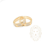 Hoops - 10K Yellow Gold Greek Key & Love Cz Pave - BOG680