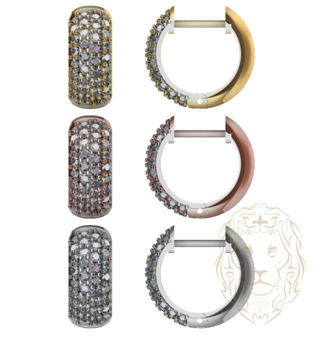 Hoops - Gold paved with natural diamonds 1.00CT 6mm X 11mm - BOGD018