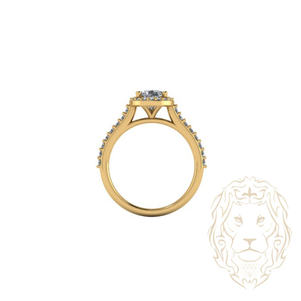 Eve Ring - Gold set (2) halo diamond lab cut pear 1.30CT with setting & diamond pavé wedding ring 0.60CT - RIGL052