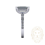 Kelly Ring - Gold hidden halo diamond lab cut radiant 3.00CT with diamond pavé setting 0.50CT - RIGL053