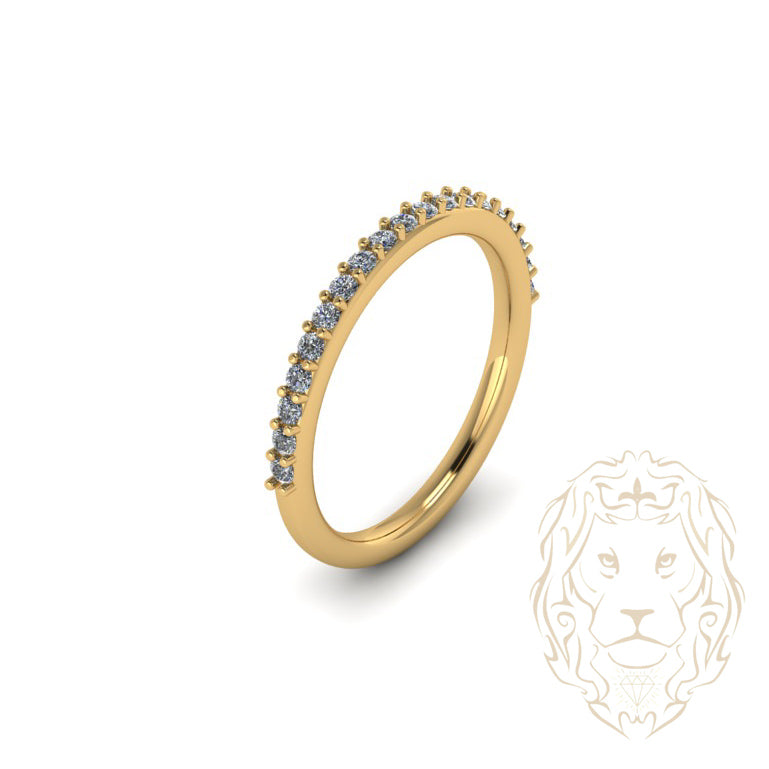 Eve Ring - Gold set (2) halo diamond lab cut pear 1.30CT with setting & diamond pavé wedding ring 0.60CT - RIGL052