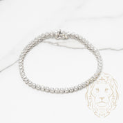 Bracelet - Or 18K blanc tennis pierres cz coupe rond 3.6mm - BRG535
