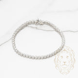 Bracelet - Or 18K blanc tennis pierres cz coupe rond 3.6mm - BRG535