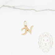 Pendentif - Or 10K jaune "N" pavé de cz - PEG606