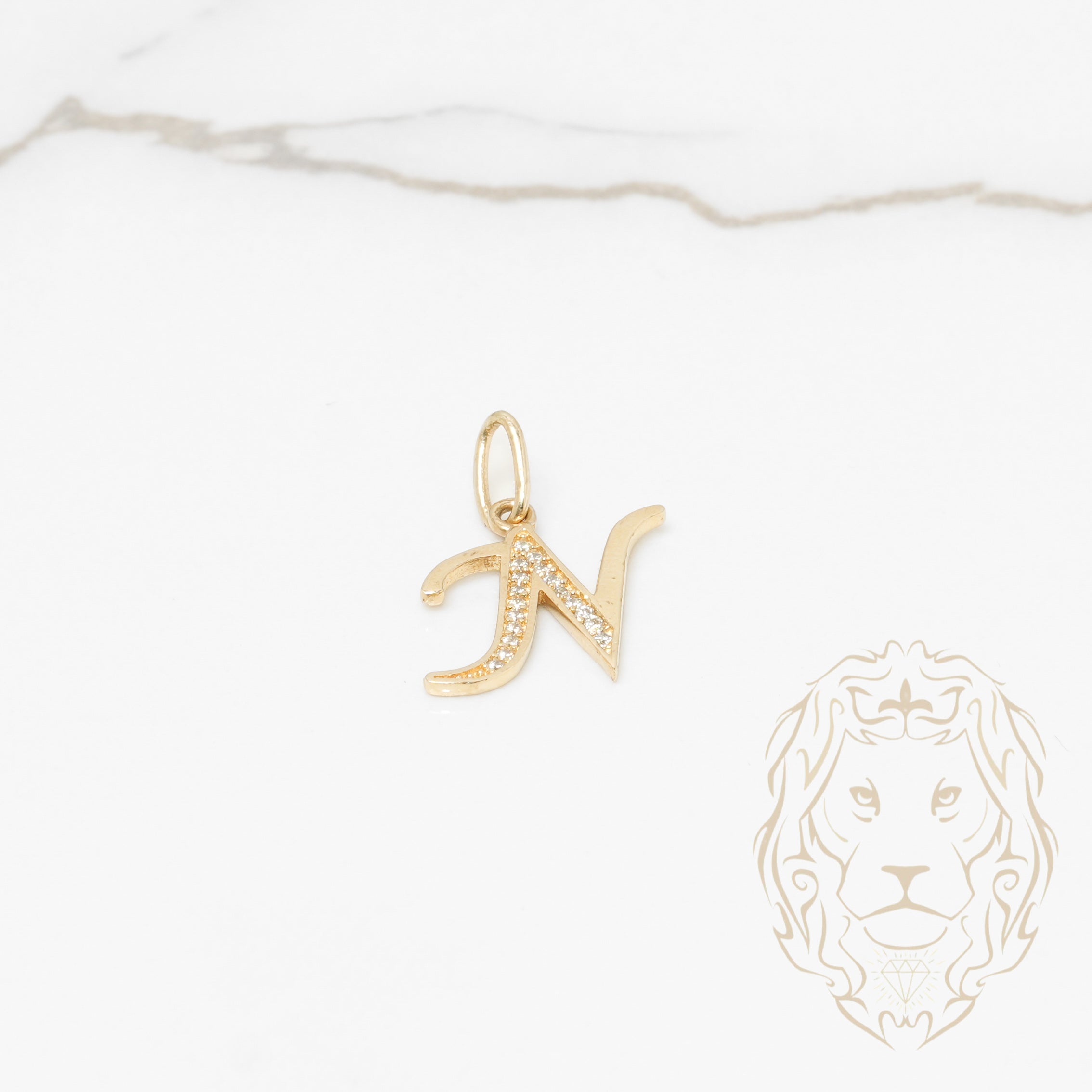 Pendentif - Or 10K jaune "N" pavé de cz - PEG606