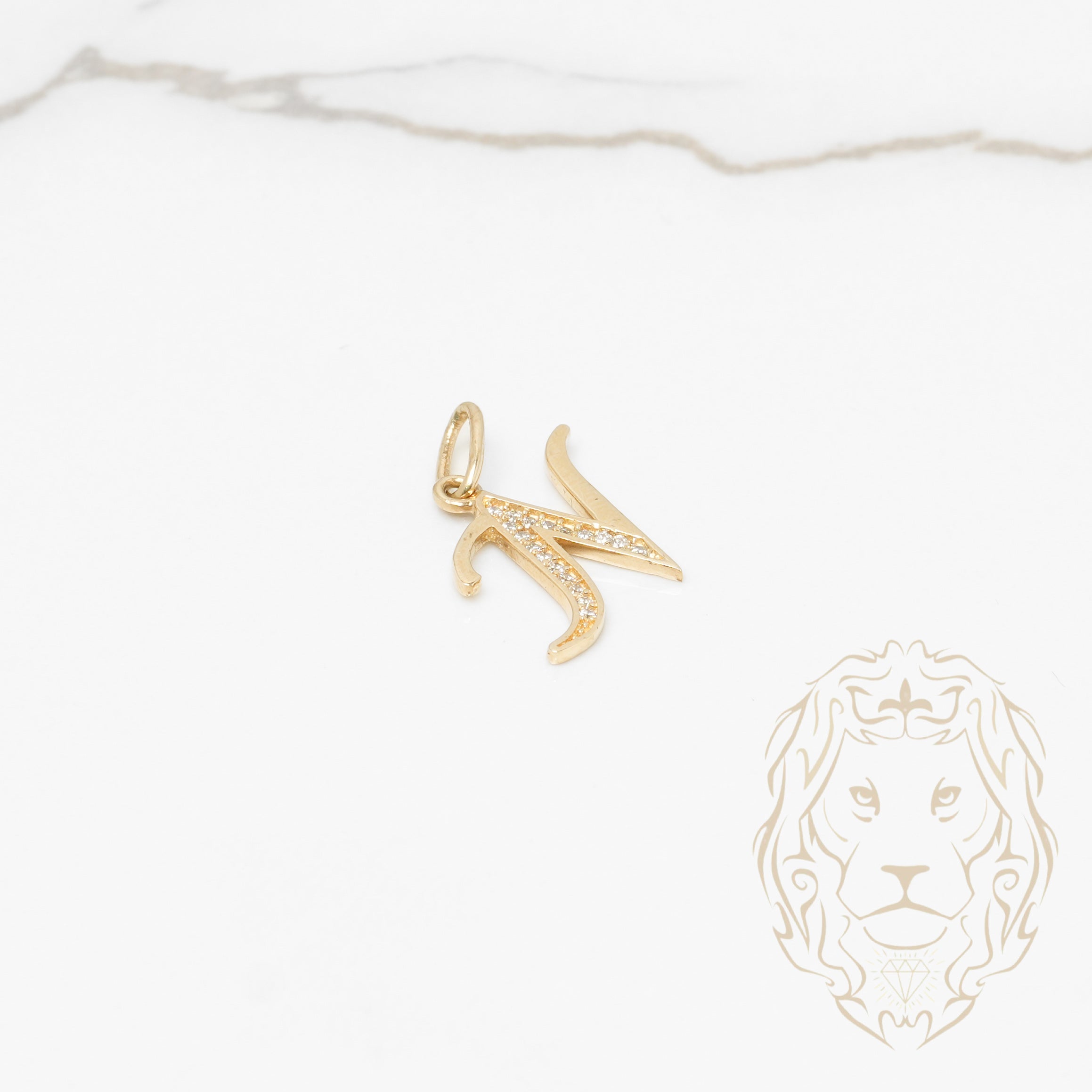 Pendentif - Or 10K jaune "N" pavé de cz - PEG606