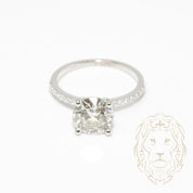 Engagement ring - 14K gold white round brilliant cut natural diamond 2.00CT & pavé setting 0.15CT - RIGD505