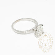 Engagement ring - 14K gold white round brilliant cut natural diamond 2.00CT & pavé setting 0.15CT - RIGD505