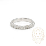Bague - Or 14K blanc semi-éternité pavé de diamants lab coupe rond brillant 1.00CT - RIGL055