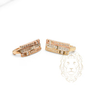 Hoops à loquet - Or 10K tricolore jaune, blanc & rose pavé de cz - BOG695