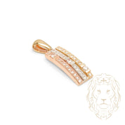 Pendentif - Or 10K tricolore jaune, blanc & rose rectangle pavé de cz - PEG608