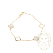 Bracelet - 10K Yellow Gold Mother of Pearl Clovers & 10mm Cut-outs - BRG536