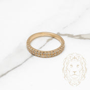 Ring - Semi-eternity 10K yellow gold two rows set with natural diamonds 0.60CT - RIGD507