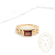 Ring - 10K Gold garnet 1.25CT closed setting & link setting - RIG753