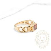 Ring - 10K Gold garnet 1.25CT closed setting & link setting - RIG753