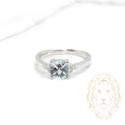 Engagement ring - 10K white gold aquamarine 0.85CT & natural diamonds 0.02CT - RIGL059