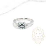 Bague de fiançailles - Or 10K blanc aigue-marine 0.85CT & diamants naturel 0.02CT - RIGL059