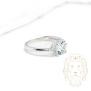 Engagement ring - 10K white gold aquamarine 0.85CT & natural diamonds 0.02CT - RIGL059