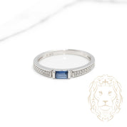 Ring - 10K gold white sapphire 0.35CT tension set & diamond pavé setting lab 0.09CT - RIGL060