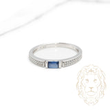 Bague - Or 10K blanc saphir 0.35CT serti tension & monture pavé de diamants lab 0.09CT - RIGL060