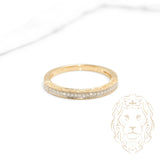 Bague - Or 10K deux tons jaune & blanc semi-éternité sertie de diamants lab 0.10CT & motif microbillé - RIGL062