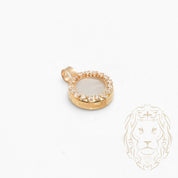 Pendentif - Or 10K jaune cercle en nacre pavé de cz - PEG610