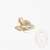 Pendant - 10K Gold two-tone yellow & white butterfly cut diamond - PEG611