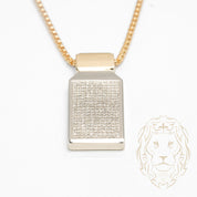Chain - 14K two-tone yellow & white gold pendant rectangle paved with lab 0.88CT diamonds & arondies box - CHGL012