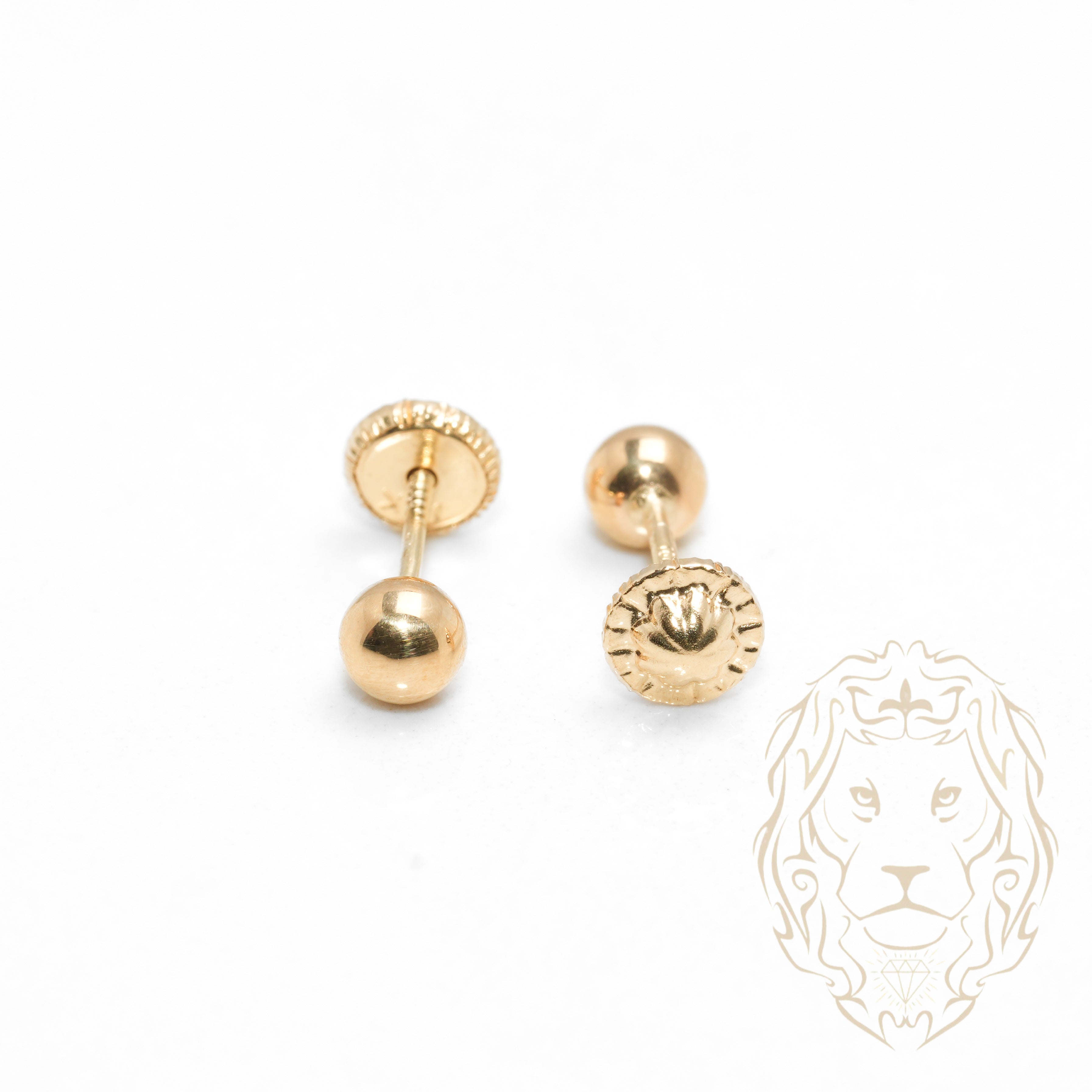 Screw studs - 10K gold polished pearl 4mm - BOG696