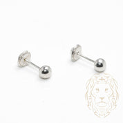 Studs to screw - Gold 10K white pearl polished 4mm - BOG697