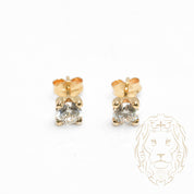 Studs - 10K Gold Yellow Cz Round Cut 4mm - BOG698