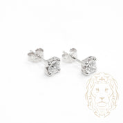 Studs - 10K Gold White Cz Round Cut 4mm - BOG699