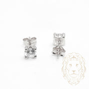Studs - 10K Gold White Cz Round Cut 4mm - BOG699