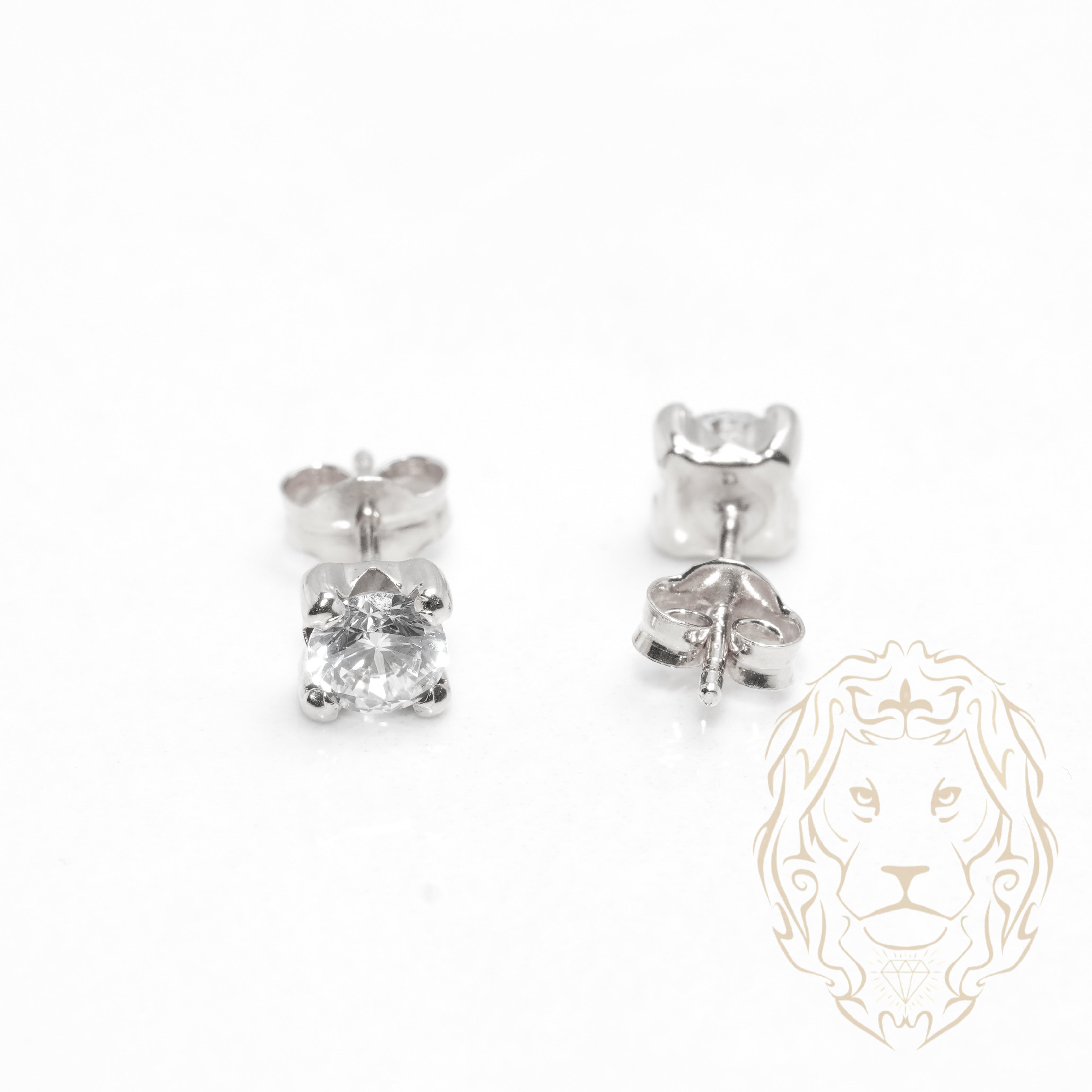 Studs - 10K Gold White Cz Round Cut 4mm - BOG699