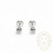 Screw Studs - Gold 10K white cz cut round closed set 4mm - BOG701