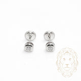 Studs à visser - Or 10K blanc cz coupe rond serti clos 4mm - BOG701