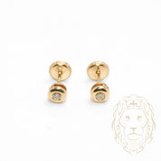 Screw Studs - Gold 10K yellow cz cut round closed set 4mm - BOG700