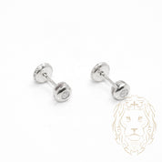 Screw Studs - Gold 10K white cz cut round closed set 4mm - BOG701