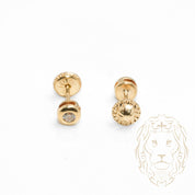 Screw Studs - Gold 10K yellow cz cut round closed set 4mm - BOG700